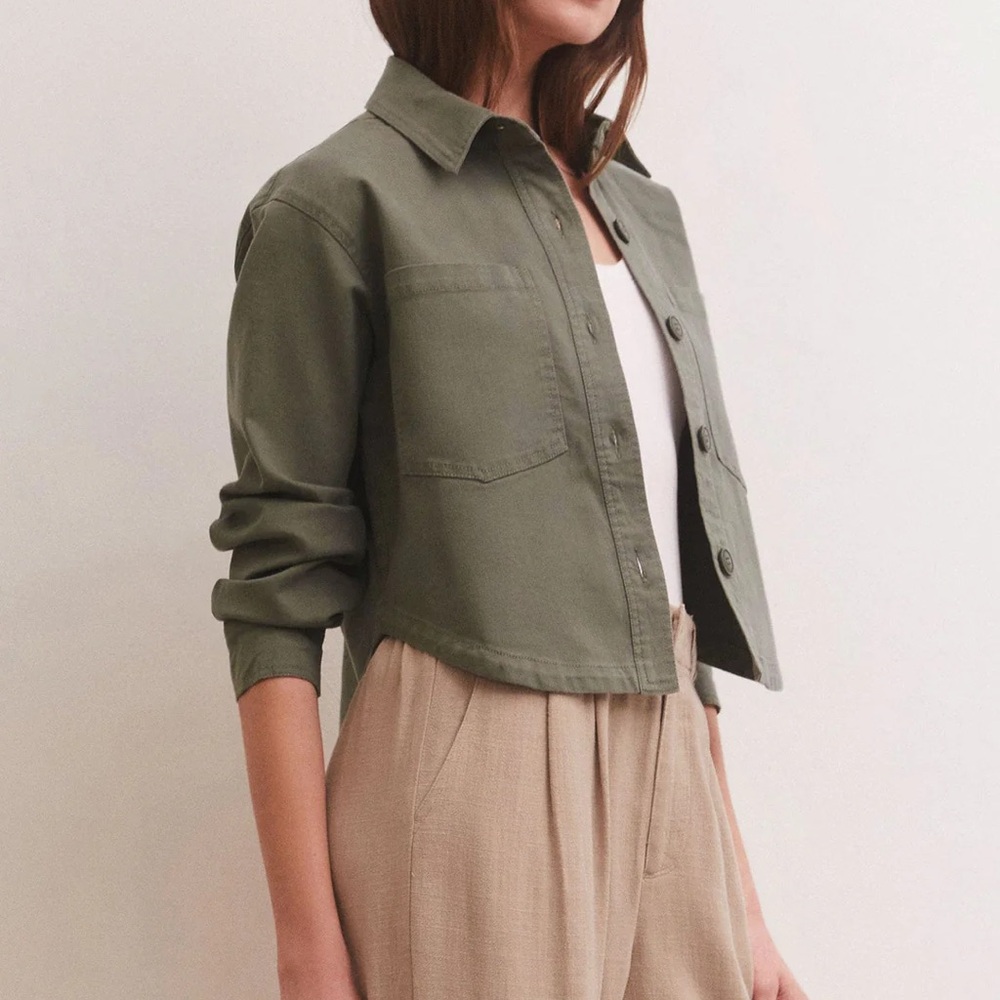 Z Supply Green Utility Jacket Cropped Relaxed Fit